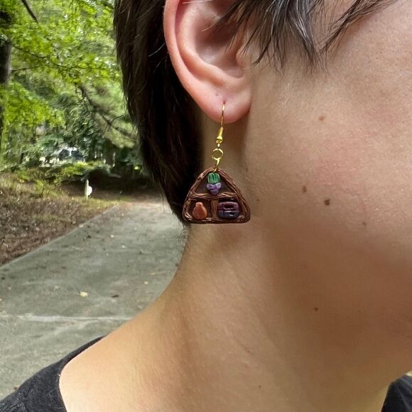 Little Shelf Polymer Clay Hypoallergenic Silver Tone Handmade Dangle Earrings - Picture 2 of 10